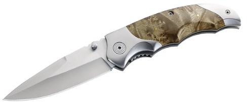 Herbertz Einhandmesser, Clip-Point, Edelstahl, Wurzelholz, 144 Gramm, Silber, Braun