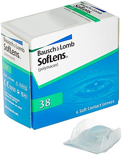 Bausch + Lomb SofLens 38 Monatslinsen, sphärische Kontaktlinsen, weich, 6 Stück / BC 8.7 mm / DIA 14 / -8.50 Dioptrien