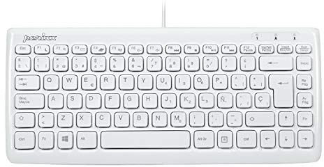 Perixx Periboard-407 Mini USB Keyboard (Spanish) - Chiclet Keys - with cable - colour piano white - dimensions 320 x 141 x 25 mm white