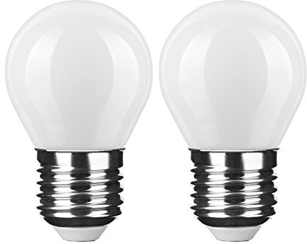 NuLoXx 2er Pack LED Globe Mini G45 matt/frosted/milky E27 4W/827 2700K warmweiß, 400 LM, AC 220-240, 360° Abstrahlwinkel