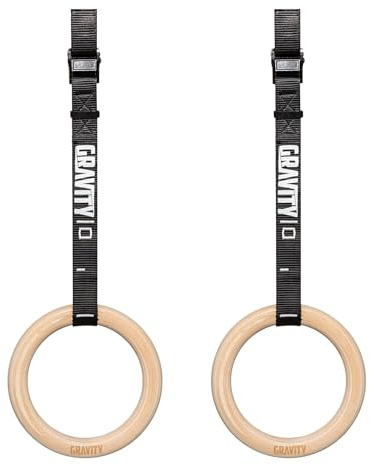 Träningsringar i Trä för Calisthenics & Gymnastik – Justerbara Ringar för Hemmaträning & Gym – Premium Gymringar 28mm/32mm med Bärremmar – För Styrketräning & Full Body Workout
