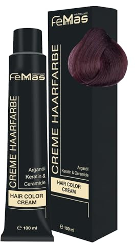 FemMas Haarfarbe Dunkelblond Mahagoni 6.5 I Creme Haarfarbe mit Arganöl, Keratin & Ceramiden I Als dauerhafte Haarfärbung oder Tönung für strahlende, haltbare Farbergebnisse I 100 ml