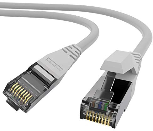 AIXONTEC 6m CAT 6 Netzwerkkabel Grau, Ethernet Gigabit Lan Kabel, RJ45 Stecker Patchkabel geschirmt, DSL Lankabel Gbits, kompatibel zu CAT.5e / CAT.6 / CAT 6A CAT 7, Draka UC 400 Rohkabel