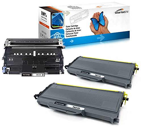 Starlet24 2X Toner und 1x Trommel Kompatibel für Brother TN2120 DR2100 | für DCP-7030 DCP-7040 DCP-7045N HL-2140 HL-2150N HL-2170W HL-2170N MFC-7320 MFC-7320W MFC-7340 MFC-7440N MFC-7440W MFC-7840W