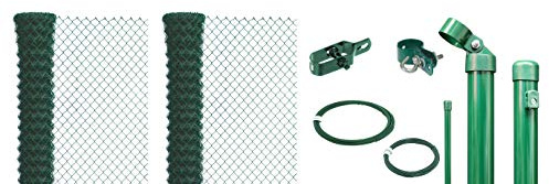 Alberts 634766 Maschendrahtzaun als Zaun-Komplettset, zum Einbetonieren | verschiedene Längen und Höhen | grün | Höhe 125 cm | Länge 40 m