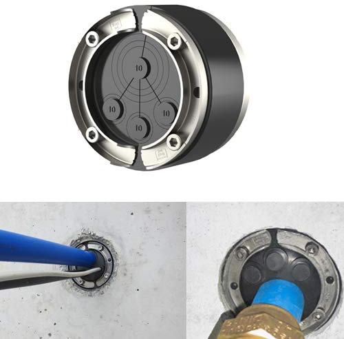 Ringraumdichtung/Mauerdurchführung DN100 für 3 Kabel 6-18 mm und 1 Rohr 25-32-40 mm