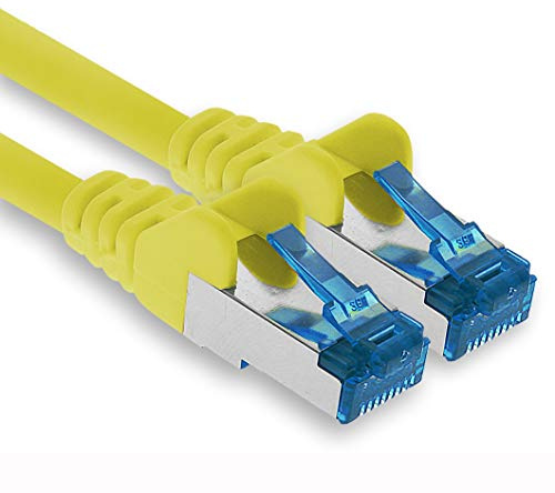 1aTTack.de Câble réseau Ethernet Gigabit LAN CAT.6a 0,5 m, câble patch RJ45 10 Gb/s SFTP PIMF jaune - 1 pièce