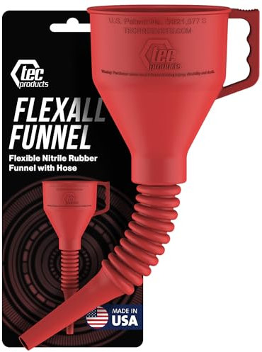 TEC Products FlexAll - Embudo largo y flexible para uso automotriz, goma de nitrilo duradera, ideal para cambio de aceite de automóvil, líquido de embudo de transmisión, diésel, combustible, gas