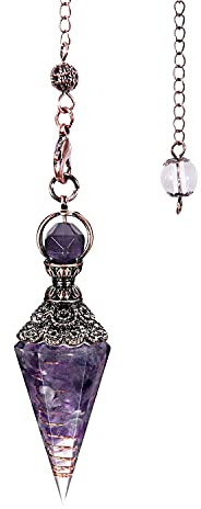 TOFBS Péndulo Cónico Multicolor Chakra Cuarzo Natural Radiestesia Adivinación Cristal Terapéutico Meditación Equilibrio Energético