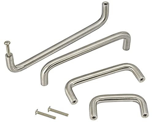 Stahlia Möbelgriffe Edelstahl 160mm Lochabstand (20er Set) Schrankgriffe Bügelgriff Ø 10mm Griffe für Möbel Küche Badmöbel Schränke Kommoden massiv gebürstet