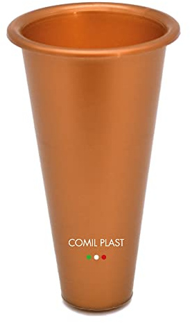 Comil Plast | Portafiori Interno in plastica per Vaso da cimitero Colore Rame | Diametro 6.4 cm, Altezza 11 cm.