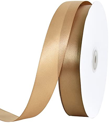 TONIFUL Cinta de satén dorada de 1 pulgada x 100 yardas, cinta de satén fina de color sólido para envolver regalos, manualidades, hacer lazos para el cabello, decoración de fiestas de boda, tarjetas