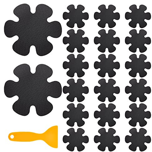 GORGECRAFT 20 Pezzi 1 Borsa Adesivi Antiscivolo Vasca Adesivi Antiscivolo Stile Fiore Gradini di Sicurezza Adesivo Adesivo per Bagno Doccia Pavimento Scale (Nero)