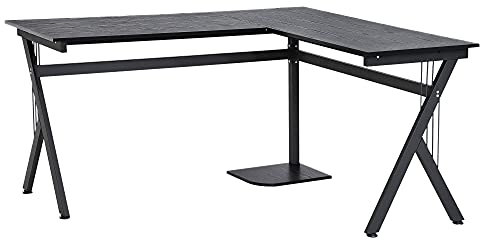 HOMCOM Computertisch Eckschreibtisch L-förmiger Winkelschreibtisch Schreibtisch Bürotisch PC Tisch für Arbeitszimmer, schwarz, 155 x 130 x 76cm