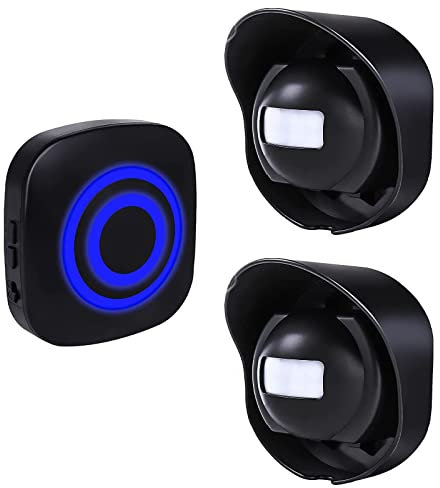 SiegenPro Alarma de Seguridad Timbre de Alarma inalámbrico con Sensor de Movimiento PIR Infrarrojo Detector ​de Timbre del Sensor Alarma para Entrada del Puerta Casa Tienda y Oficina (Negro, 2S + 1R)