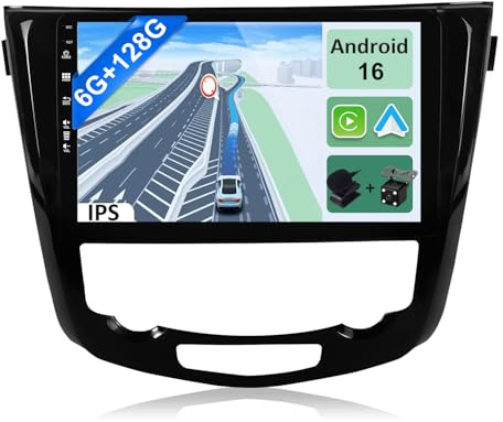 YUNTX Android 16 [6GB+128GB] 2 DIN Autoradio para Nissan X-Trail Qashqai j11 Rouge 2014-2018-[Integrado CarPlay/Android Auto/DSP/GPS]-IPS 2.5D 9”Touch Screen-Cámara+Mic-Dab/Bluetooth 5.0/360 Cámara