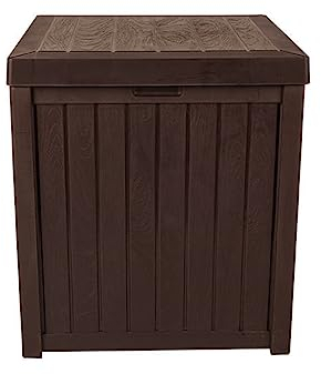 Quadratische 51-Gallonen-Terrassenbox for den Innen- und Außenbereich, Kunststoff-Aufbewahrungsbox, wasserdichte Aufbewahrungsbehälter-Organisation, Design in Holzoptik for Terrassenmöbel, Gartengerät