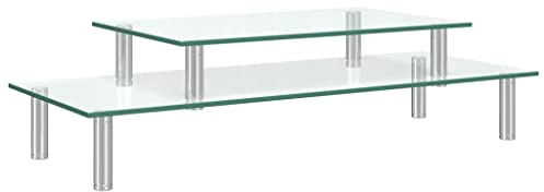 vidaXL Monitorständer 2-stufig Transparent Glas