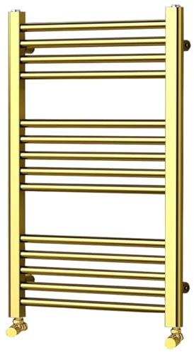 Go Bathrooms Nola - Toallero de baño con calefacción, radiador de baño, montado en la pared, color dorado, 770 mm x 500 mm