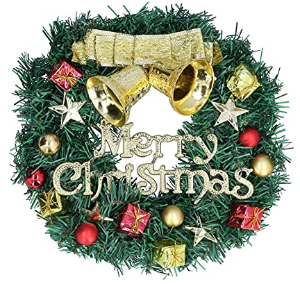 LSFYYDS Künstlicher Weihnachtskranz für die Haustür, Türbehang, Kunststoffkranz mit Bunten Kugeln, Weihnachtsgirlande für Weihnachtsbaum, Wand, Fenster, Tor, Zuhause, Winterdekoration