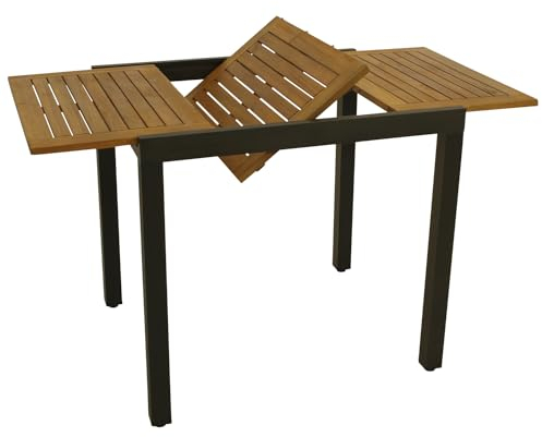 DEGAMO Gartentisch Balkontisch Vicenza aus Akazienholz und Aluminium, Ausziehbar 80/120x70cm, Anthrazit, FSC-Zertifiziert