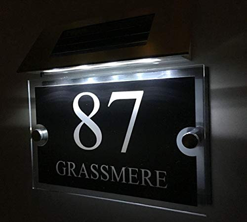 Personnalisation Numéro de maison solaire à LED 1-99999 Le nom de la rue