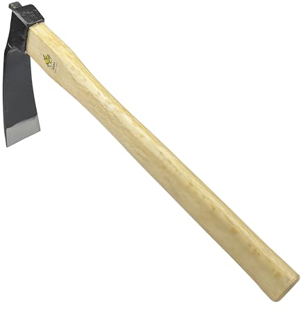 Binette étroite robuste de 35,6 cm, sans soudure, en acier au carbone japonais avec manche en bois de chêne, outil de jardin pour creuser, désherber et planter