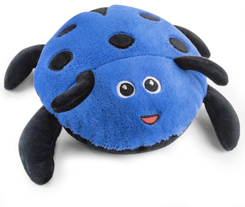 MEISENHOME Microwavable Heating Pad for Pain Relief, Cute Unscented Stuffed Animal Moist Heat Pad for Neck, Shoulder, Stitched Heatable Soft Pillow for Cramps, Period, Gift for Women & Kids (Blue)