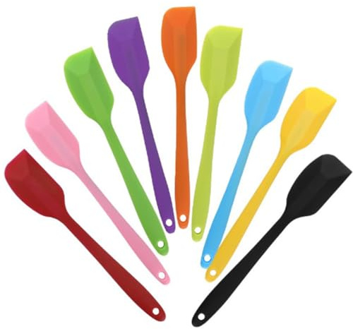 Loopunk - Set di 9 spatole in silicone multicolore resistente fino a 500 °F con rivestimento in silicone antiaderente, per miscelare, cucinare (colore casuale)