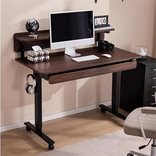 Schreibtisch,Elektrischer Stehpult, Stehtisch mit Ablagen Oben, 120 * 60 cm höhenverstellbarer Tisch, ergonomische Home-Office-Möbel mit Schubladen, weiß