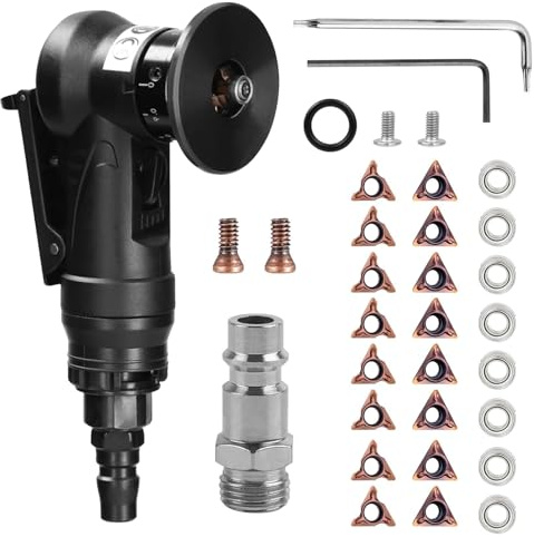 Smussatrice Pneumatica, Mini Smussatore Ad Aria Portatile per Metalli Sbavatore per Rifilatura di Bave 30000 Giri/Min Smussatura ad Arco a 45°