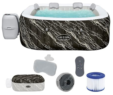 Bestway® Lay-Z-SPA® LED-Whirlpool Hollywood AirJet™ für 6 Personen 180 x 180 x 66 cm, Marmor-Optik (Marquinia)