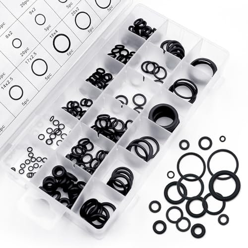 225 Pcs Rubber O Rings Kit, 18 Size Rubber Washer Seals, Kitchen Tap Washers Seals Spacers for Mixer Taps, Automotive Faucet Pressure Washers, Plumbing Sealing Repair