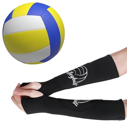 Cleminsta Manchettes de Volleyball Protège-Bras Pour Enfants Femmes Filles - Bracelets de Sport Élastiques Manchettes de Compression Pour Volleyball (Noir, S/M)