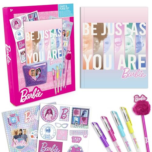 abeec Barbie Diary And Purse Set - Diary & Purse Set - Unleash Your Inner Fashionista With Holographic Stickers, Gel Pens, And Pom Pom Pen, Perfect For Back To School Stationery