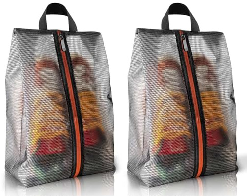 Aofmee 2 Stück Schuhbeutel Reise, Wasserfeste TPU-Mesh Schuhtasche mit Reißverschluss und Griff, Staubdichte Aufbewahrungstasche für Schuhe, Organizer-Schuhbeutel für Männer und Frauen (17in x 10in)