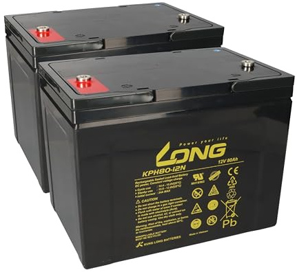 Ersatzakku F. Otto Bock Elektro Rollstühle 2X Kung Long Bleiakku 12V 80Ah Longlife Kompatibel Zu 60Ah, 75Ah, 77Ah, MP75-12C REC80-12I 12LC-75Ah,