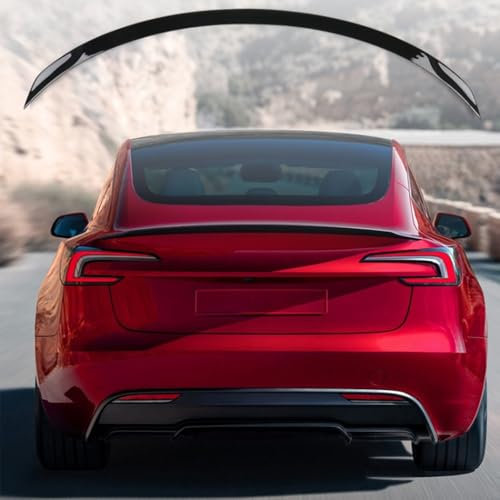 Automobil Heckspoiler Spoiler für Tesla Model 3 2024 2025, Heckklappe mit hohem Kick-Wing-Lippenteil, glänzend schwarz