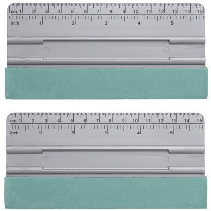 sourcing map 2pcs Vinyl Squeegee Felt Edge 6 Squeegee Felt Fabric Decal Vinyl Scraper with Ruler Measuring Car Wallpaper Smoothing Window Privacy Film Glass Tint Installation, Grey