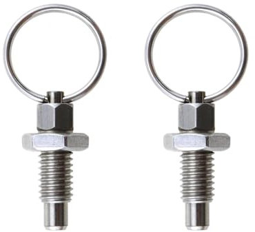 2 émbolos de resorte con anillo de tracción, pasador de bloqueo de acero inoxidable, émbolo de indexación retráctil para equipos industriales (M12)