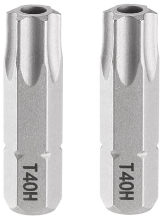 QUARKZMAN 2pcs T40H Embout de Tournevis Torx 1/4 Tige Hexagonale 25mm/1 Longueur Magnétique Tête Étoile à 6 Pans Acier S2 Embout de Tournevis avec Trou