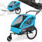 SEPNINE® 2 in 1 Kinderanhänger & Kinderwagen mit Federung, Fahrradanhänger für 1 bis 2 Kinder max, Joggerfunktion, Faltbar, Geräumiger Kofferraum (Blau)