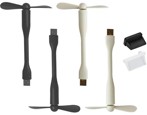 Mikiuly Lot de 4 mini ventilateurs rotatifs pour téléphone portable, USB, silencieux, pour téléphone portable