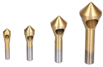 Juroupi 4Pcs Countersink Deburring Drill Bit Taper Hole Cutter High Speed Steel Chamfering Tool