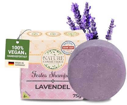 Nature Cosmétique® Festes Shampoo Lavendel – Nachhaltige Pflege für Haare & Kopfhaut – Mit Bio-Kokosöl, Aloe Vera & pflanzlichem Glycerin – Vegan, plastikfrei & handgefertigt in Deutschland