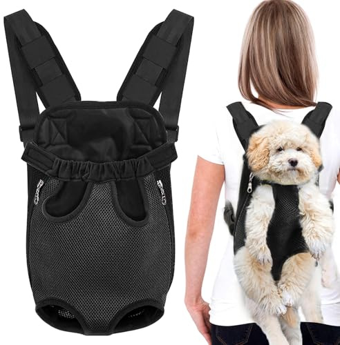 Sac à Dos Respirant et Réglable pour Chiens et Chats Pliable, Adaptable aux Petits Animaux 1-4kg (M, Noir)