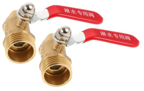Gatuida 2pcs Copper Red Handle Bent Spout Ball Valve External Brass Shut Off Switch for Water Gas Air Compressor Systems Efficient Hose Barb Coupler for Versatile Plumbing Applications
