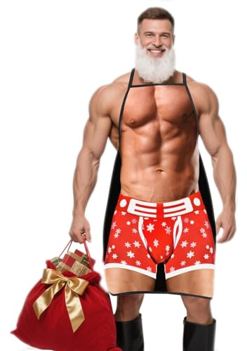 FAINCA Weihnachtsschürze Antifouling Kochschürze Lustig mit Verstellbaren Schultergurten Schürze Weihnachten Wasserdicht Schürze Herren Atmungsaktiv für Zuhause Grillen im Freien Party