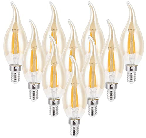 Spacnana 10 Pezzi Bulbo Filamento a LED 2700K 4W E14 BASE Glass Bulb Clear Light White Light con Risparmio Energetico per Decorazioni per la Casa