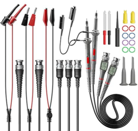 Harewtwy Sonde di Oscilloscopio Universale CKT014 con Accessori Kit 100mHz 1x 10x con Test di Test BNC con Sonda per Pilotaggio per Tracorsa